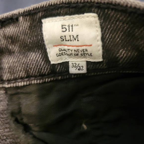 Levi Strauss 511 Wmns Slim Straight Green Black Jeans Hemed Size 32x32 Now 32x26 - Picture 7 of 7